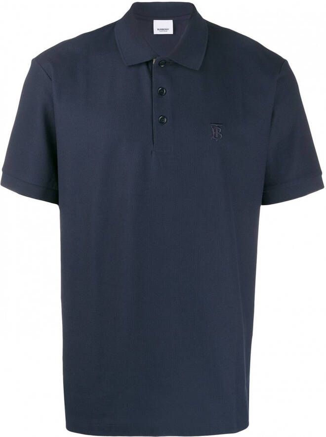 Burberry Poloshirt met monogram motief Blauw