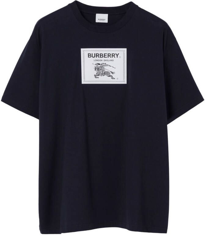 Burberry T-shirt met logopatch Blauw
