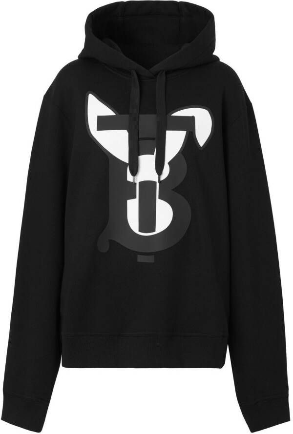 Burberry Hoodie met logoprint Zwart