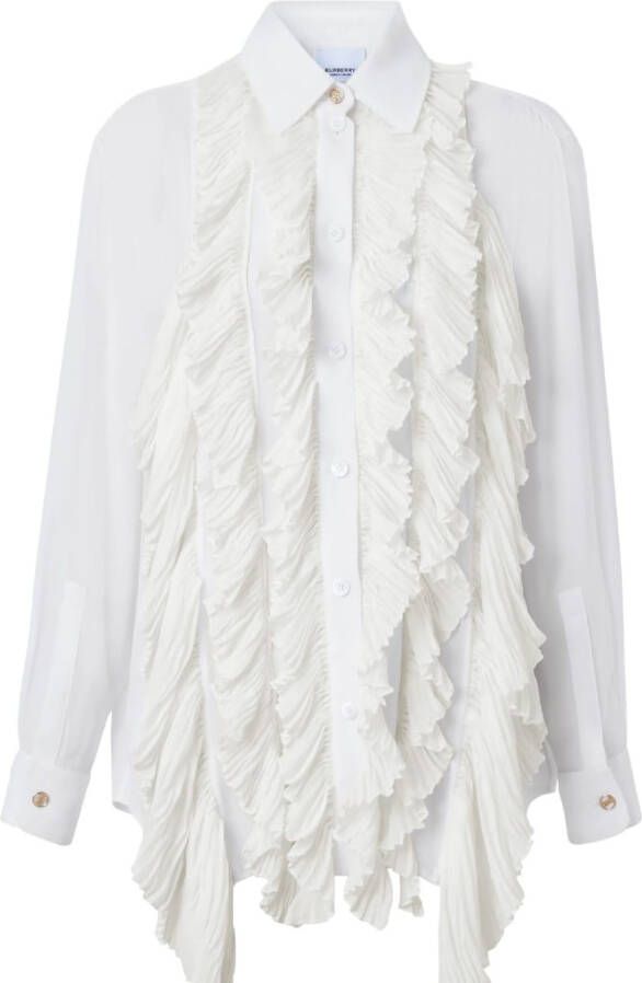 Burberry ruffle-detailing long-sleeve blouse Wit