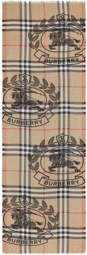 Burberry Sjaal met monogram logo Beige