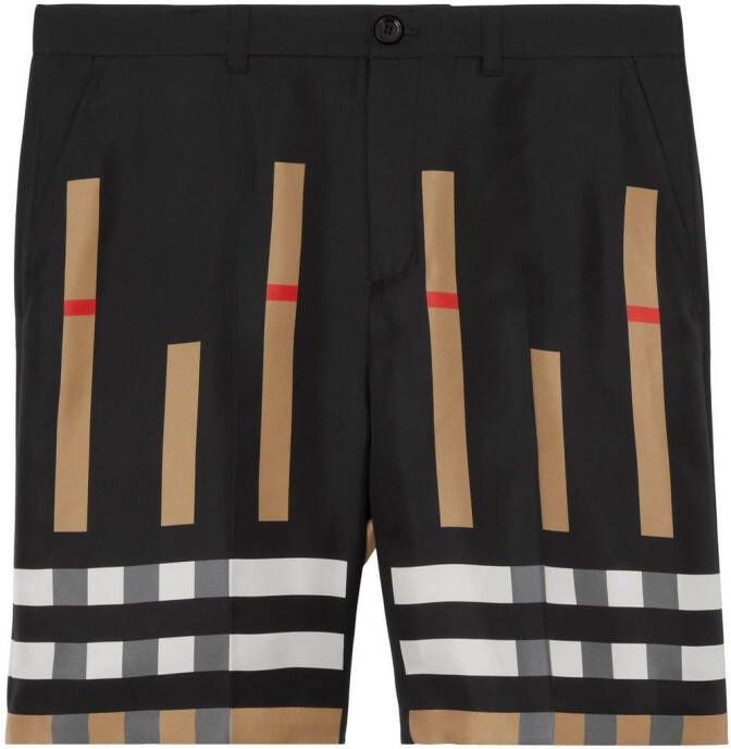 Burberry Geruite shorts Zwart