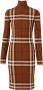 Burberry Geruite jersey jurk met trechterhals Bruin - Thumbnail 1