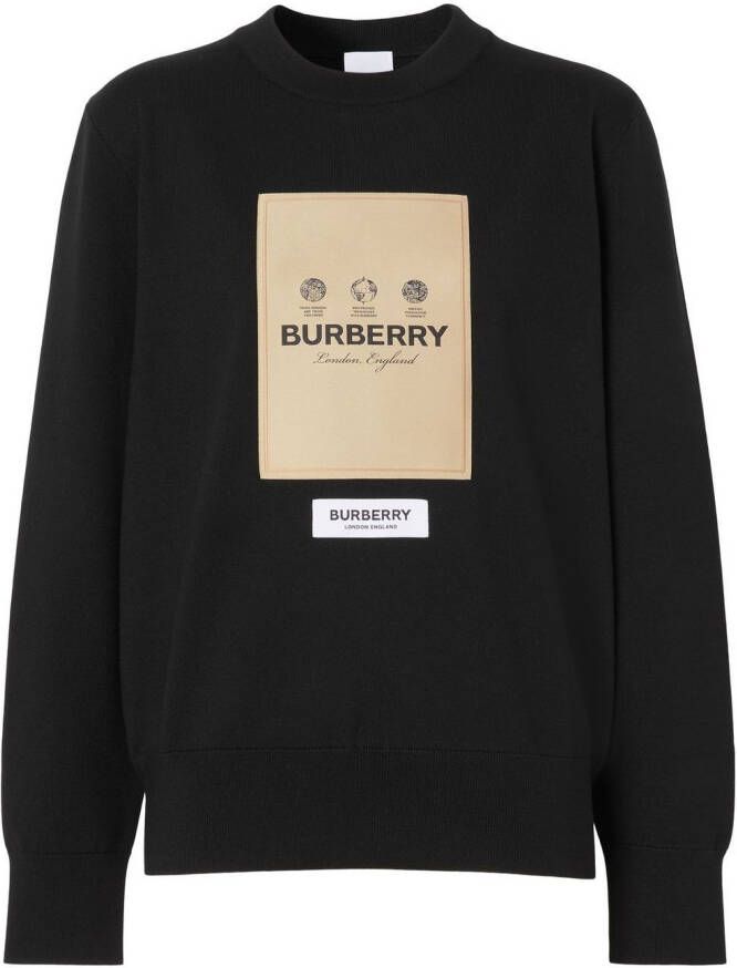 Burberry Sweater met logopatch Zwart
