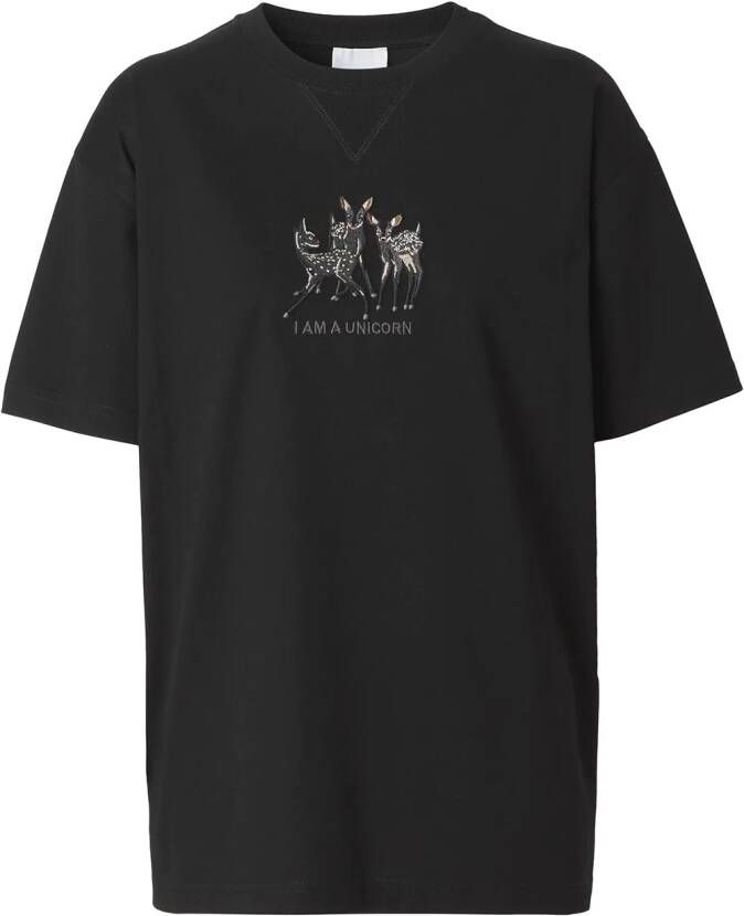 Burberry T-shirt met borduurwerk Zwart