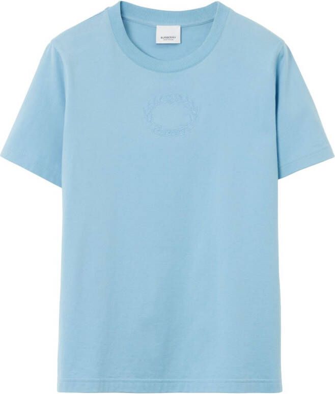 Burberry T-shirt met geborduurd logo Blauw