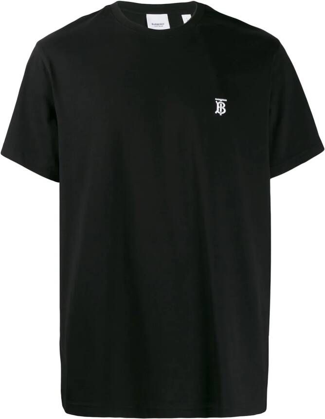 Burberry T-shirt met geborduurd logo Zwart