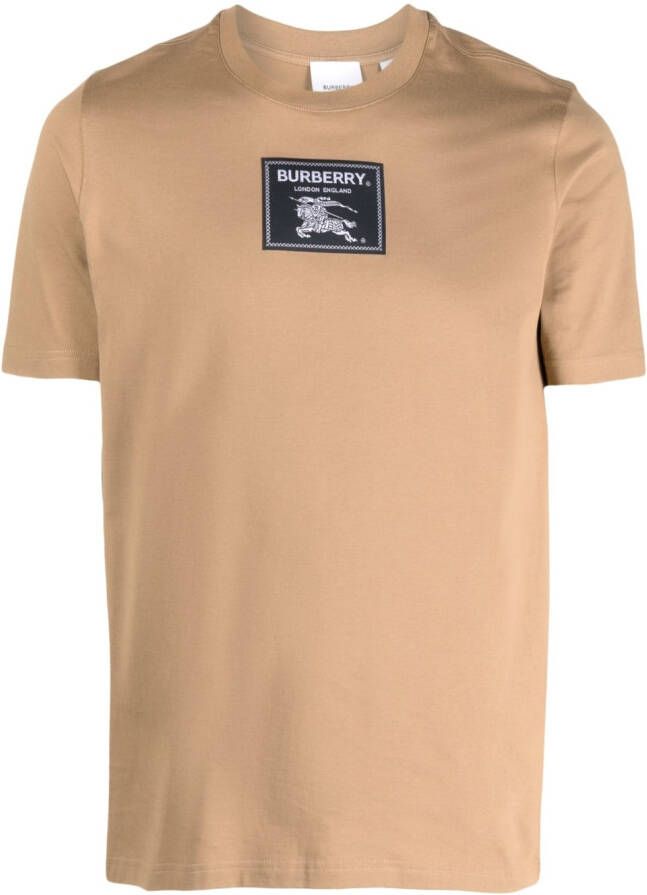 Burberry T-shirt met logopatch Bruin