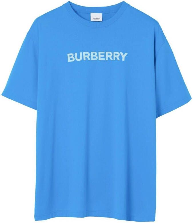 Burberry T-shirt met logoprint Blauw