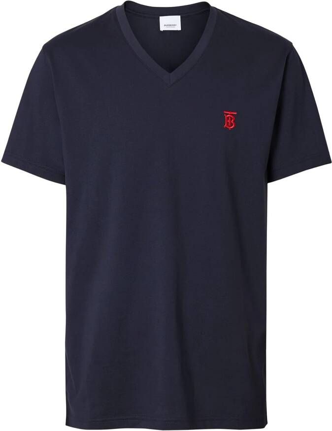 Burberry T-shirt met monogram motief Blauw