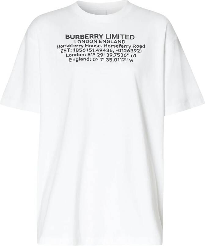 Burberry T-shirt met tekst Wit