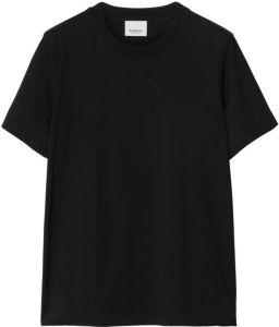 Burberry T-shirt met geborduurd tonaal logo Zwart