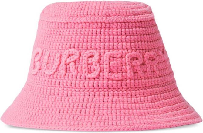 Burberry Vissershoed met geborduurd logo Roze
