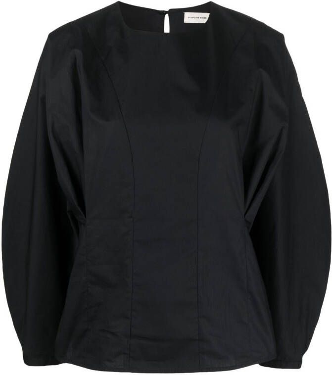 By Malene Birger Blouse met pofmouwen Zwart