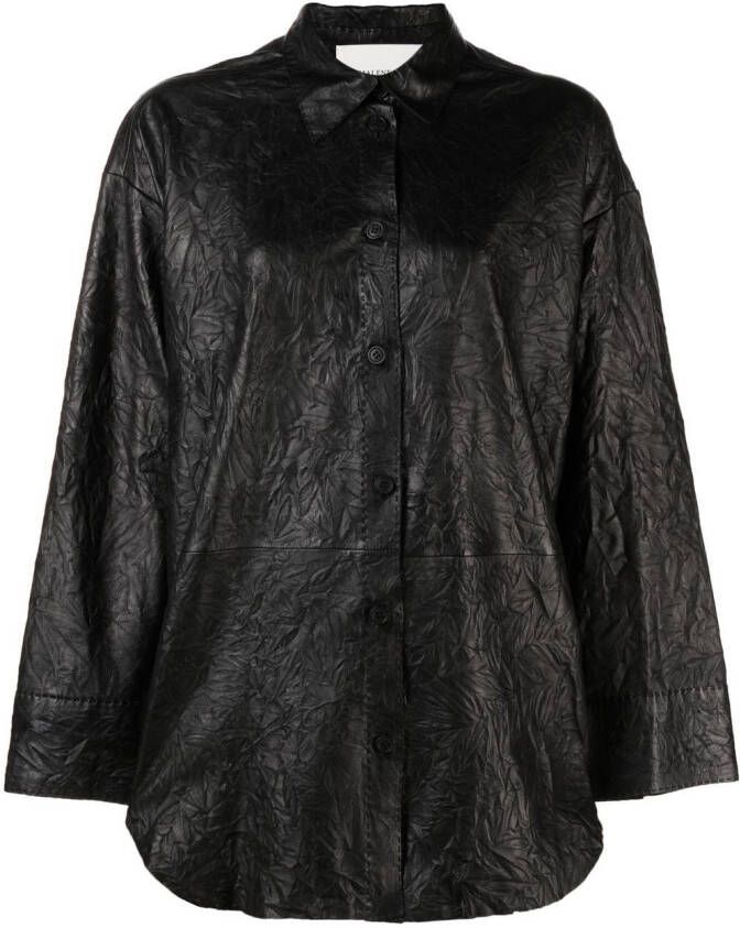 By Malene Birger Leren blouse Zwart