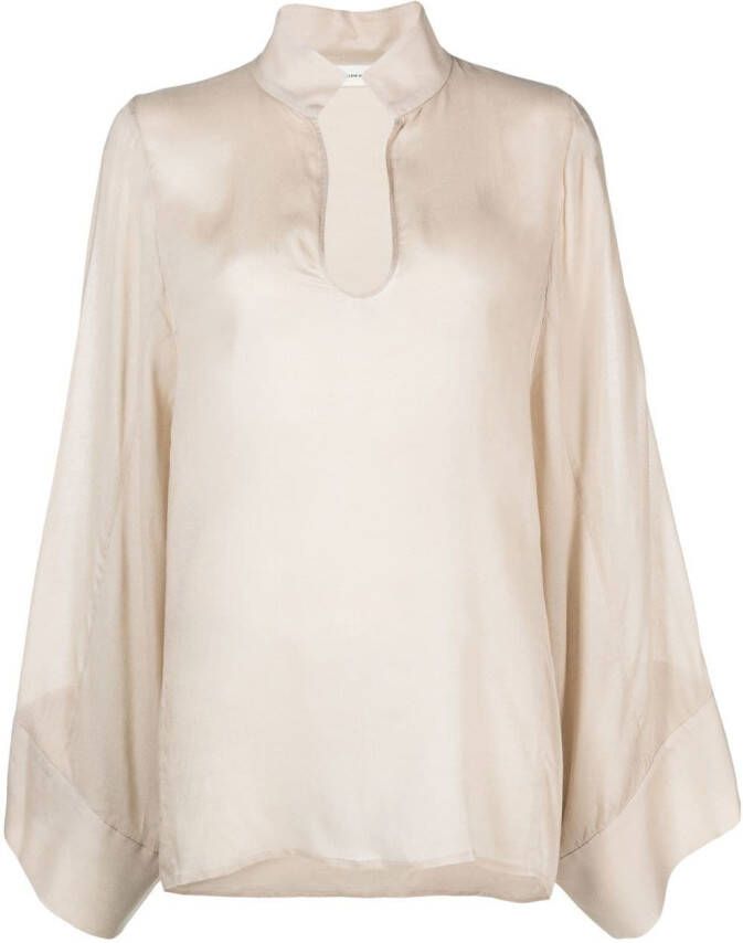 By Malene Birger Blouse met diepe ronde hals Beige