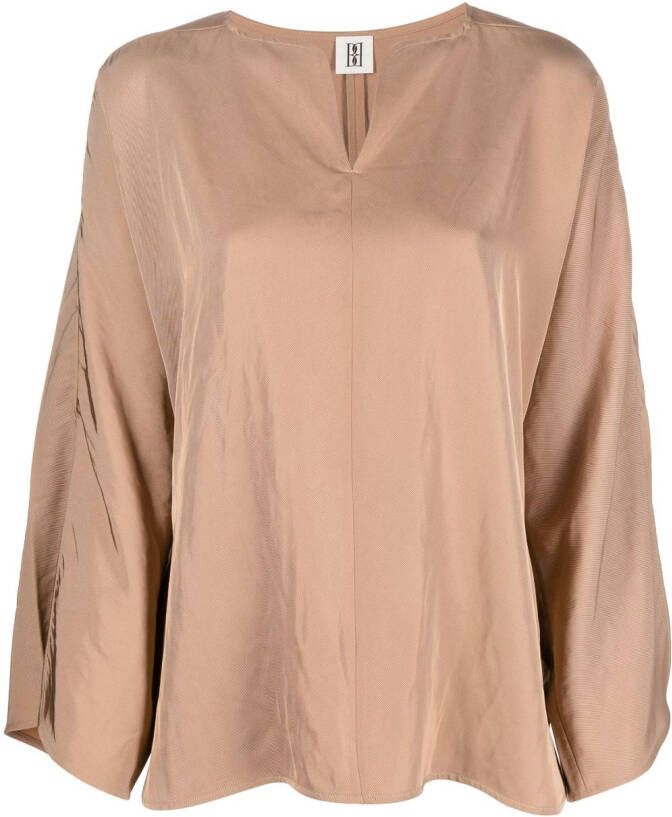 By Malene Birger V-neck wide-sleeved blouse Bruin