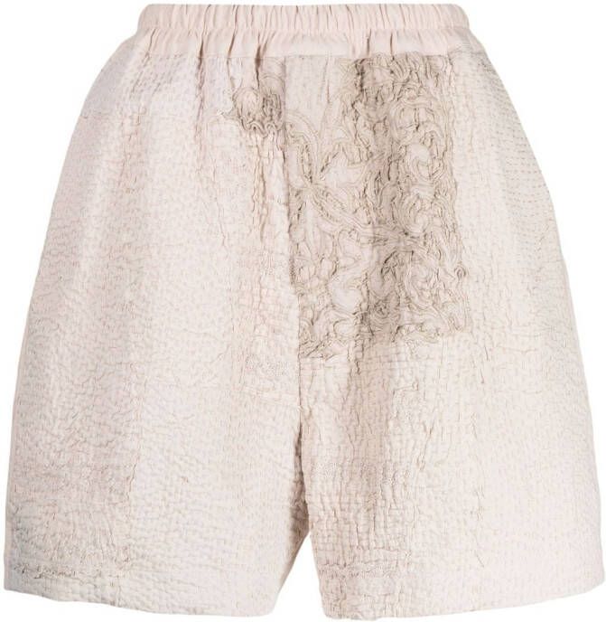 By Walid Bermuda shorts met patchwork Beige