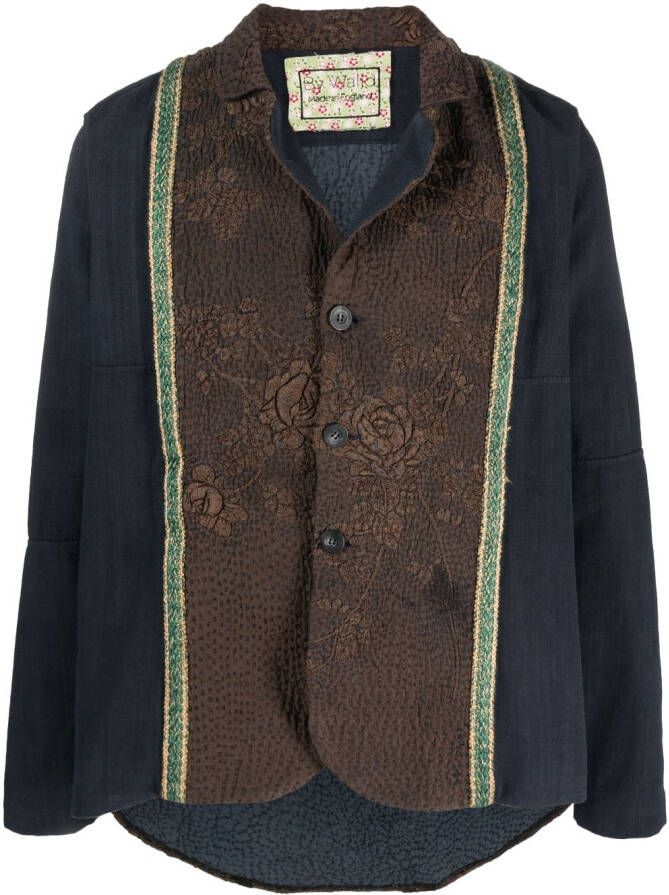 By Walid Blazer met geborduurde bloemen Blauw