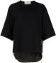 By Walid T-shirt met geborduurde bloemen Zwart - Thumbnail 1