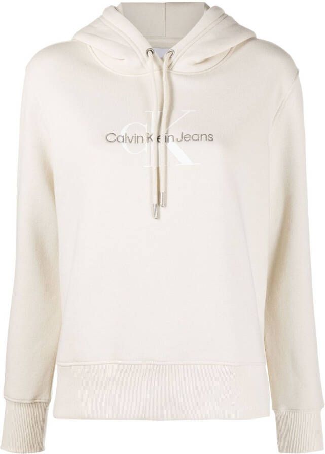 Calvin Klein Hoodie met geborduurd logo Beige