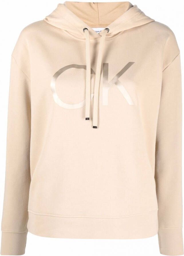 Calvin Klein Hoodie met logoprint Beige