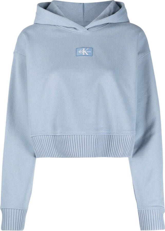 Calvin Klein Jeans Cropped hoodie Blauw