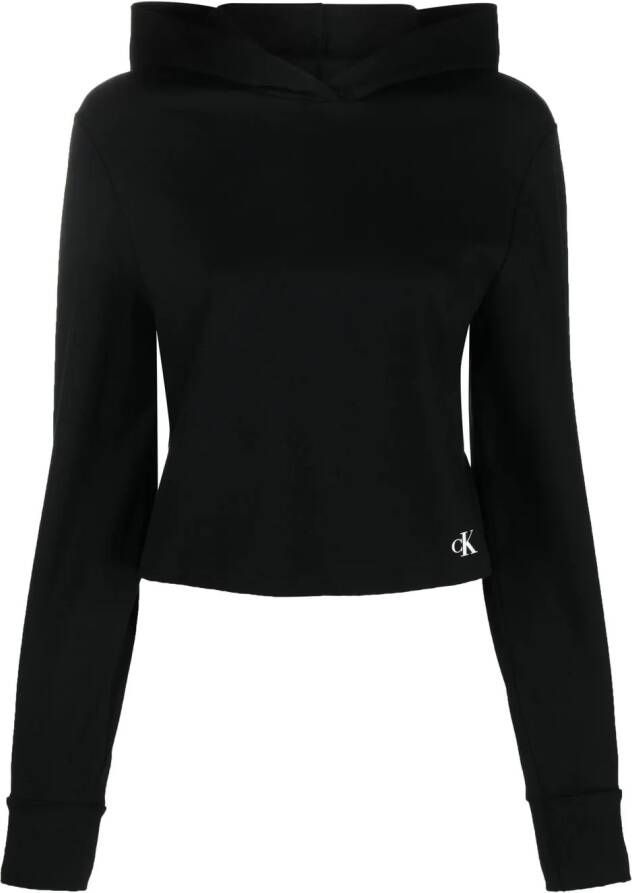 Calvin Klein Jeans Cropped hoodie Zwart