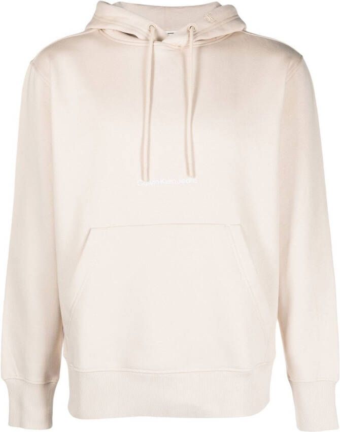 Calvin Klein Jeans Hoodie met geborduurd logo Beige