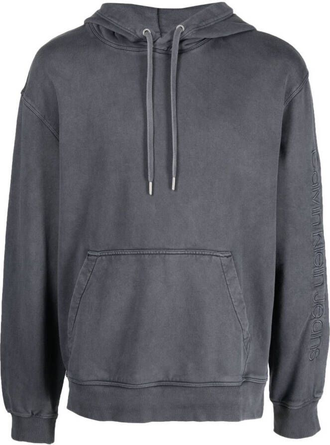 Calvin Klein Jeans Hoodie met geborduurd logo Grijs