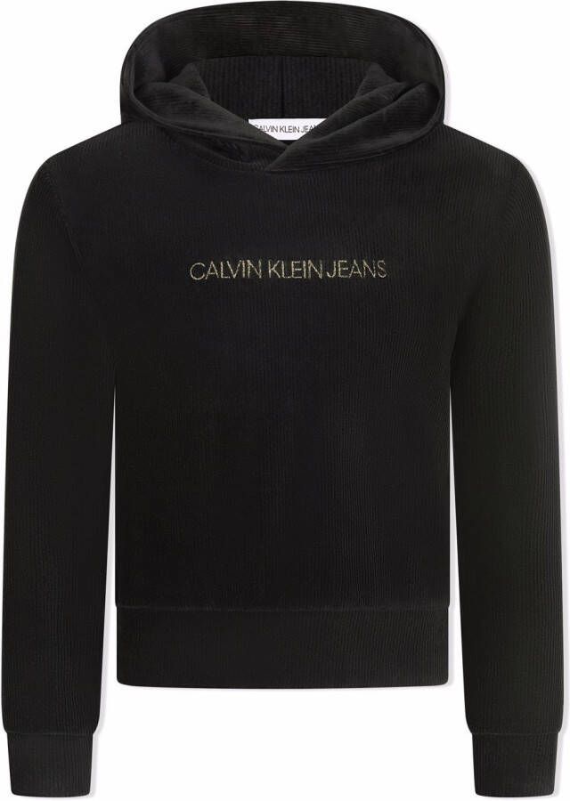 Calvin Klein Jeans Hoodie met geborduurd logo Zwart