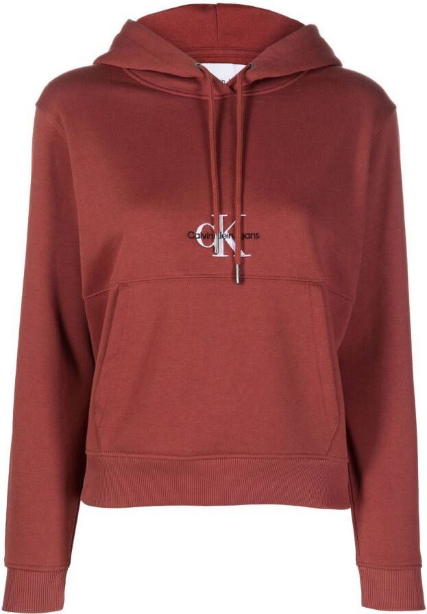Calvin Klein Jeans Hoodie met logo Bruin