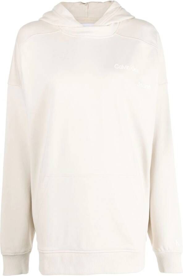 Calvin Klein Jeans Hoodie met logoprint Beige