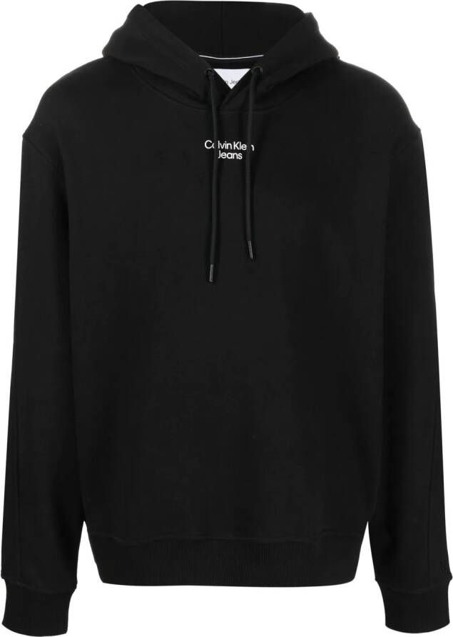 Calvin Klein Jeans Hoodie met logoprint en trekkoord Zwart