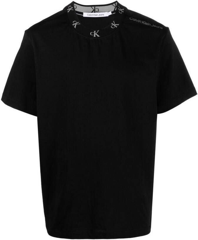 Calvin Klein Jeans T-shirt met logo kraag Zwart