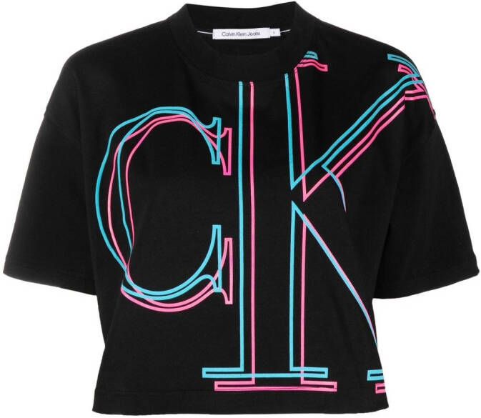 Calvin Klein Jeans T-shirt met logoprint Zwart