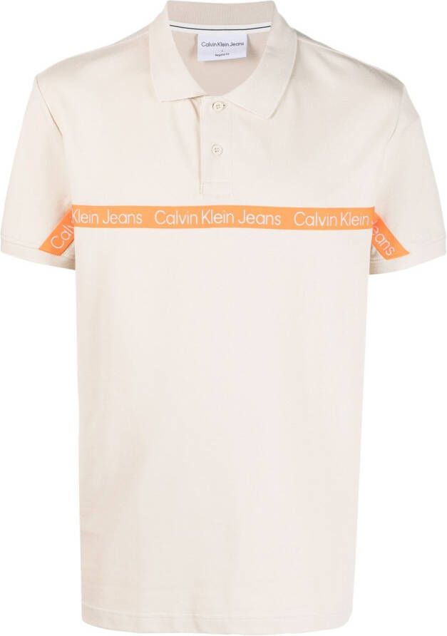 Calvin Klein Jeans Poloshirt met logo afwerking Beige