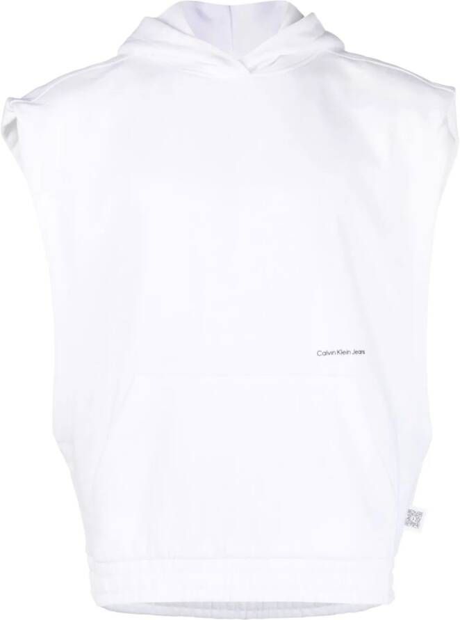 Calvin Klein Jeans Mouwloze hoodie Wit