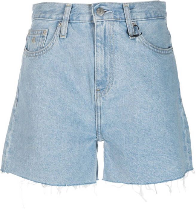 Calvin Klein Jeans Shorts met gerafelde afwerking Blauw
