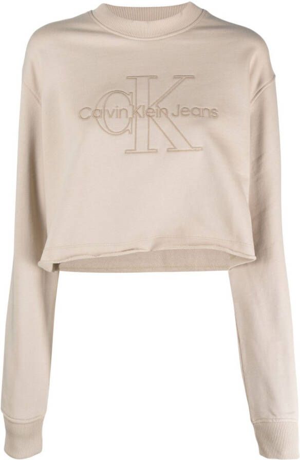 Calvin Klein Jeans Sweater met geborduurd logo Beige