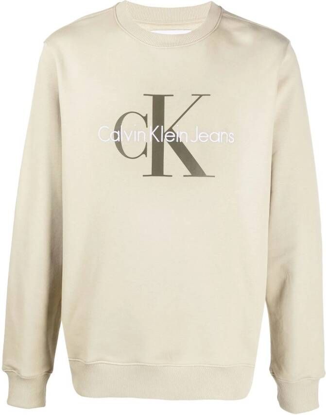 Calvin Klein Jeans Sweater met geborduurd logo Beige