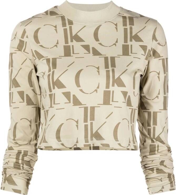 Calvin Klein Jeans Sweater met logoprint Beige