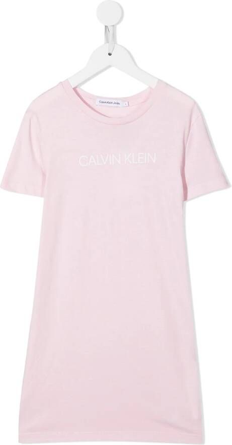 Calvin Klein Jeans T-shirtjurk met logoprint Roze