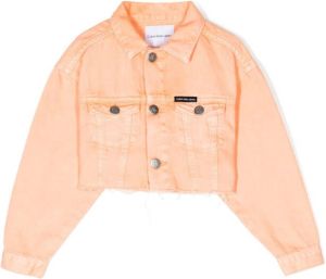 Calvin Klein Kids cropped denim jacket Oranje