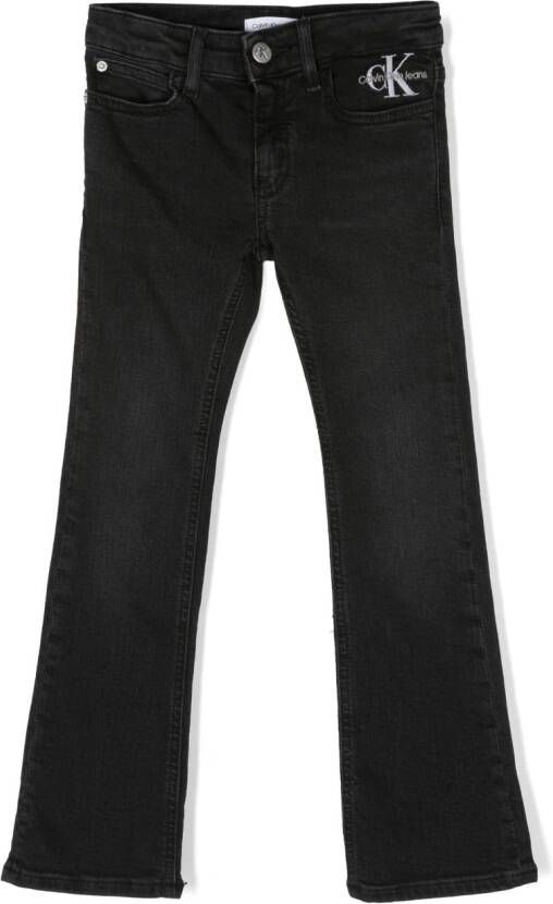 Calvin Klein Kids Jeans met geborduurd logo Zwart