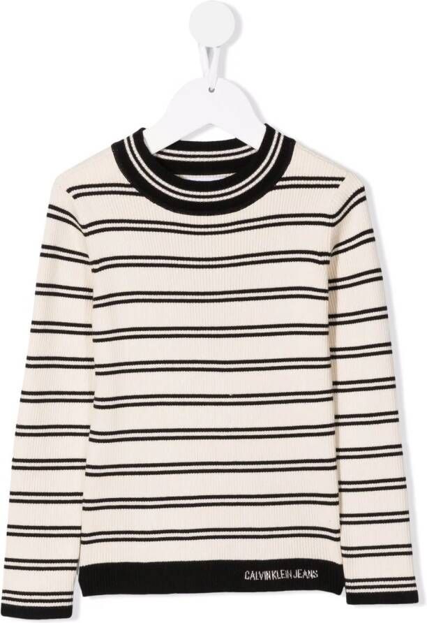 Calvin Klein Kids Gestreept T-shirt Beige