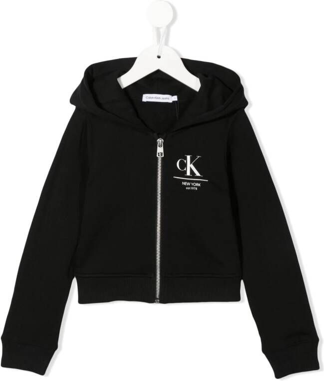 Calvin Klein Kids Hoodie met logoprint Zwart