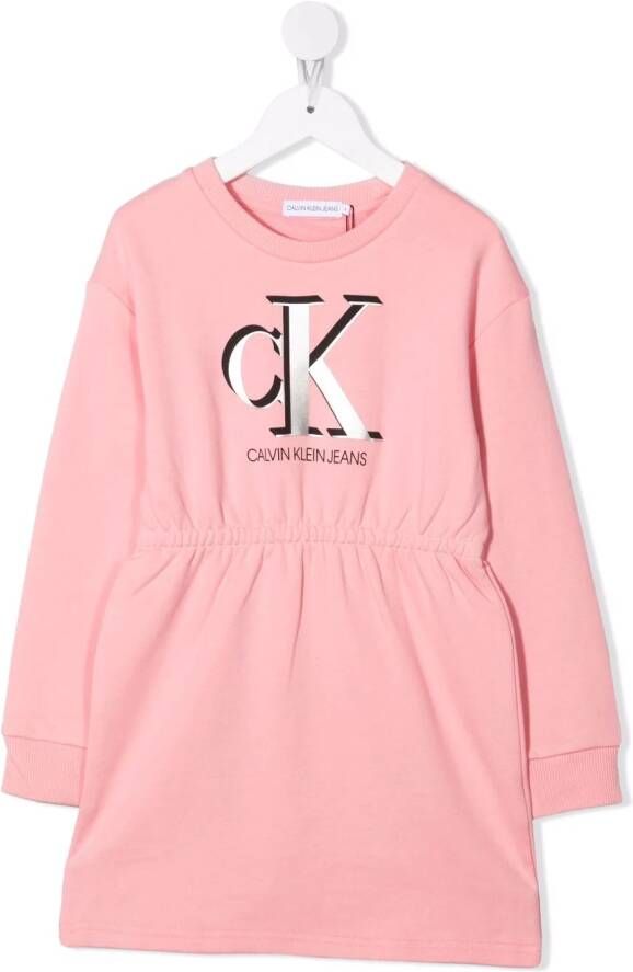Calvin Klein Kids Jurk met logoprint Roze