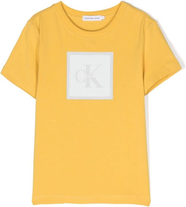 Calvin Klein Kids T-shirt met logo-reliëf Geel