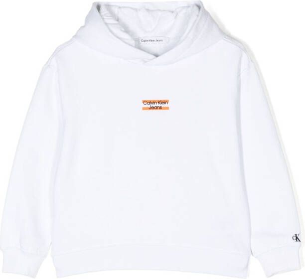 Calvin Klein Kids Hoodie met geborduurd logo Wit